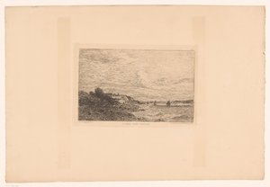Vista do Sena em Honfleur La Seine antes de Honfleur (título no objeto) de Charles Pierre Daubigny