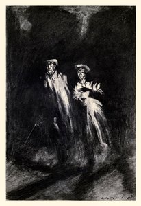Atirou a luz de uma vela sobre os seus passos" do "Strange Case of Dr Jekyll and Mr Hyde" de Robert Louis Stevenson (1850-1894) ilustrado por Charles Raymond Macauley (1871-1934)