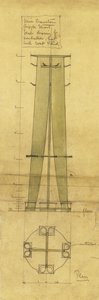 Projeto para guarda-chuva, cabide de chapéus e casacos, mostrado em elevação e planta, c.1898-1899 (lápis, aquarela, papel vegetal oleado) de Charles Rennie Mackintosh