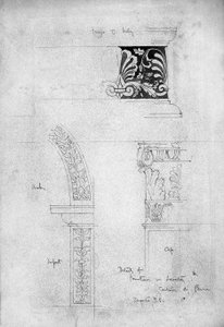 Detalhes da Fonte no Lavatório, Certosa di Pavia, 1891 (Lápis e cinza lavar no papel) de Charles Rennie Mackintosh