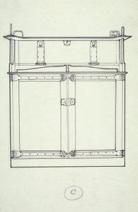 Desenho de linha da mobília (um armário), c.1910 (tinta no papel) de Charles Rennie Mackintosh