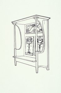 Desenho de linha de mobiliário (um armário), c.1910 (tinta no papel) de Charles Rennie Mackintosh