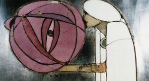 Armário branco projetado para a Sra. Rowat, 1902 (madeira, vitral, esmalte)