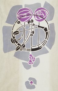 Reprodução moderna do original estêncil Mackintosh para decoração de parede, motivo de Rose, 1902 (cor de cartaz em papel de cartucho)