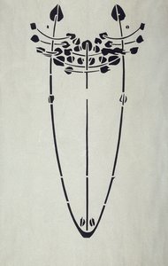 Reprodução moderna do original estêncil de Mackintosh para decoração de parede, motivo de árvore, 1902 (cor de cartaz em papel de cartucho)