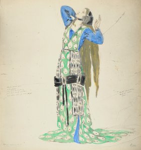 Figurino para Bellengere em Le Mort de Tintagiles, 1912 (wc no papel) de Charles Ricketts