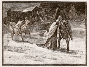 Vôo de Matilda do Castelo de Oxford, ilustração de &39;História Ilustrada de Cassell da Inglaterra&39; (foto sépia) de Charles Ricketts