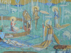 Santa Joana e suas vozes, c.1924 (wc no papel) de Charles Ricketts