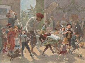 The Yule Log in India - Bringing in the Ice, de The Graphic Christmas Numb..., 2 de dezembro de 1889. de Charles Roberts