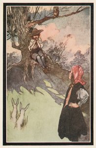 Um menino estava sentado debaixo de uma árvore, jogando em um tubo de madeira áspero de Charles Robinson