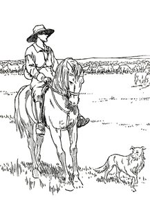 Uma estação de ovelhas na Austrália, 1912 de Charles Robinson