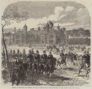 Chegada do Príncipe e Princesa de Gales em Melford Hall, Suffolk, a sede do Senhor Alfred Paget de Sir John Charles Robinson