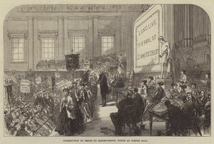 Distribuição de prêmios aos alunos de escolas irregulares no Exeter Hall de Sir John Charles Robinson