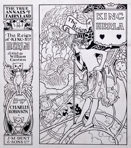 Ilustração de capa para os verdadeiros anais de Fairyland, o reinado do rei Herla, editado por William Canton, publicado em 1900 de Charles Robinson