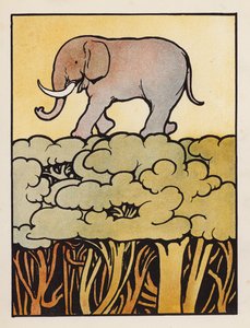 Disparates: Elefante a atravessar o bosque (litografia a cores) de Charles Robinson
