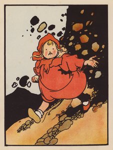 Disparates: Rapariga que não consegue subir a colina (litografia a cores) de Charles Robinson