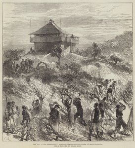 A guerra na Herzegovina, soldados turcos derrubando árvores no Monte Karaula