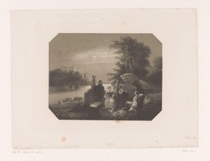 Homens e mulheres na paisagem ao luar de Charles Rochussen