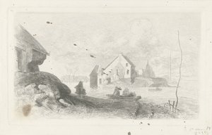 Inundação em Lith Desastre de inundação 1855 (título da série) de Charles Rochussen