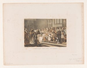Padre lê para Carlos Magno Leitura para Karel den Groote (título no objeto) de Charles Rochussen