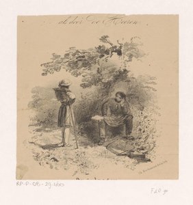 Pintor de repouso em conversa com outro artista
Escola holandesa de pintura, desenhos e esboços dos pintores mais famosos dos Países Baixos (título da série) de Charles Rochussen
