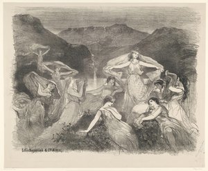 Cena do ballet Zélie ou o véu mágico
Anúncios de ballets e peças de teatro no Teatro da Cidade de Amesterdão (título da série) de Charles Rochussen