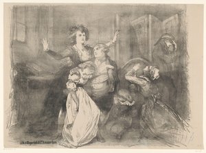Cena do drama de palco Maria Antonieta
Anúncios de ballets e peças de teatro no Teatro da Cidade de Amesterdão (título da série) de Charles Rochussen