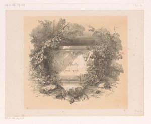 Título na parede na paisagem Página de rosto para: Jacques Collin de Plancy, La Reine Berthe au grand pied, 1842 de Charles Rochussen