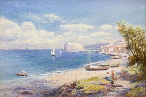 Baía de Nápoles (aguarela) de Charles Rowbotham