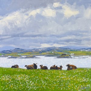 Dozing Sheep, Iona, 2015 (óleo sobre tela) de Charles Simpson