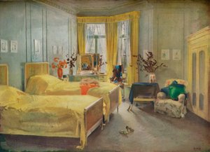 Uma cena interior: um quarto projetado por Mme. Gloria Silva no Hotel Metropole, Londres, 1922 de Charles Sims