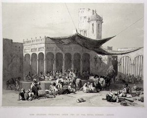 Panjab: Sikh Soldiers Receiving their Pay at the Royal Durbar, Lahore, placa 12 de 