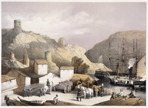 Porto de Balaclava em "Sebastopol", de Ch. Hardinge. Litho por Vincent Brooks, d. London 1855 Henry Graves.