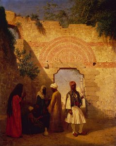 Árabes em frente a um portão, Damasco, Síria (óleo sobre tela)