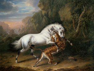 Um tigre atacando um garanhão árabe, 1824