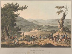 N.º 5  Sabugal, no rio Coa. Piquetes franceses em primeiro plano; os Aliados preparam-se para atravessar o rio. de Charles Turner