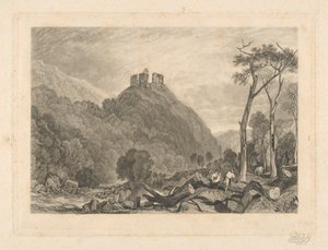 Castelo de Okehampton, no Okement do Rio de Charles Turner
