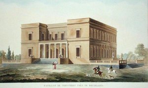 Pavilhão de Tervueren perto de Bruxelas, de "Choix des Monuments, Edifices et Maisons les plus remarquables du Royaume des Pays-Bas" de Pierre Jacques Goetghebuer, publicado em 1827 (aquatint) de Charles Vander Straeten