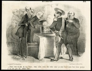 Ilustração de Charles Vernier (? -1887) em Le Charivari, cerca de 1851-11 - Lembrete da lei de 31 de Maio de 1850 - Eleições, Presidente da República, Tamanho, Lei, Direito de voto - Thiers Adolphe, Napoleão III, Dupin Andre-Marie dit Dupin aine (1783-1865 de Charles Vernier