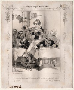 Os croquis franceses por si mesmos: perucas Julienne, chapéus de cetim, 1840. de Charles Vernier