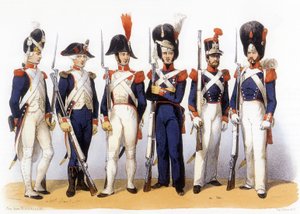 Uniformes do exército francês, Guarda Nacional (Infantaria) 18-19 século, gravura de Charles Vernier (1831-1887)