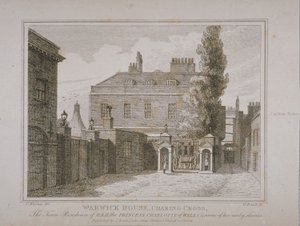 Vista da Casa de Warwick, gravada por Samuel Rawle (1771-1860) e publicada por John Booth (1794-1855) 1818 de Charles Warren