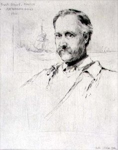 Sir Frank Short (1857-1945) pintor e gravador, Mestre do Grémio dos Trabalhadores da Arte em 1901 de Charles Watson