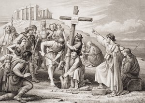A primeira pregação do cristianismo na Grã-Bretanha, de "Ilustrações da história escocesa e inglesa", Volume I de Charles West Cope