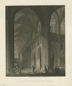 Interior da Catedral de Lichfield - Nave: gravura em água-tinta de Charles Wild