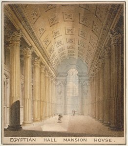 Vista interior do Egyptian Hall, Mansion House, City of London, 1820 de Charles Wild