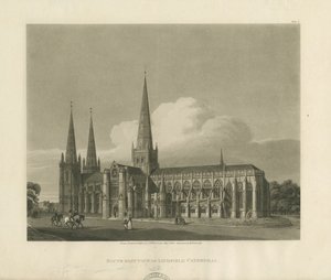 Catedral de Lichfield - Sudeste Vista: gravura em aquatint, 1813 de Charles Wild