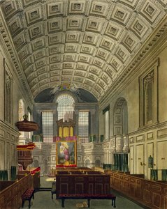 A capela alemã, o Palácio de St. James, de "A História das Residências Reais", gravada por Daniel Havell (1785-1826), por William Henry Pyne (1769-1843), 1819