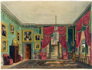 O Pavilhão Verde, Casa Frogmore, de "A História das Residências Reais", gravada por Daniel Havell (1785-1826), por William Henry Pyne (1769-1843), 1819