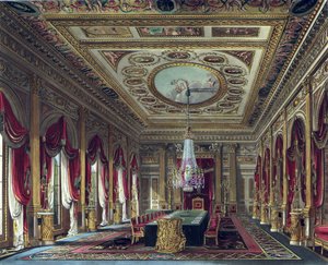 A Sala do Trono, Carlton House, de "A História das Residências Reais", gravada por Thomas Sutherland (n.1785), por William Henry Pyne (1769-1843), 1818